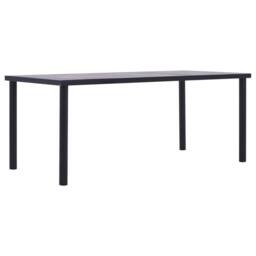 Berkfield Home Modern Dining Table Black & Concrete Grey 200x100x75 cm MDF - Size: 200 x 100 x 75 cm - thumbnail 2
