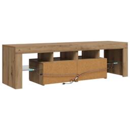 Berkfield Home TV Cabinet with LED Lights Artisan Oak 140x36.5x40 cm Engineered Wood in Brown - thumbnail 9