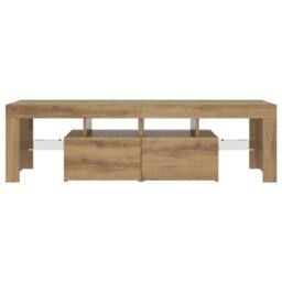 Berkfield Home TV Cabinet with LED Lights Artisan Oak 140x36.5x40 cm Engineered Wood in Brown - thumbnail 7