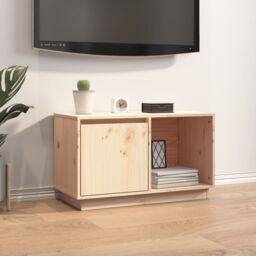 Berkfield Home TV Cabinet 74x35x44 cm Solid Wood Pine in Brown - Size: 74 x 35 x 44 cm