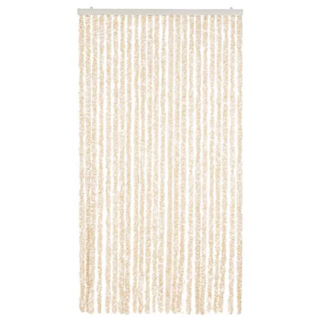 Berkfield Home Soft Fly Curtain Beige & White 100x220 cm Chenille - image 1