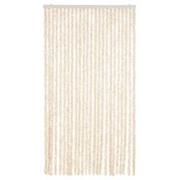 Berkfield Home Soft Fly Curtain Beige & White 100x220 cm Chenille - thumbnail 1