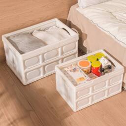 Living and Home 55L Collapsible Outdoor Camping Storage Box Folding Container in Beige - thumbnail 6