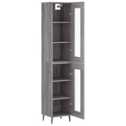 Berkfield Home Highboard Grey Sonoma 34.5x34x180 cm Engineered Wood - thumbnail 4