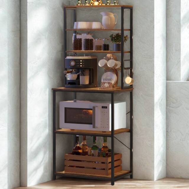 Pirlo Plush Industrial 6 Tier Wide Kitchen Storage Rack With Shelves in Brown - image 1