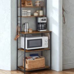 Pirlo Plush Industrial 6 Tier Wide Kitchen Storage Rack With Shelves in Brown - thumbnail 6