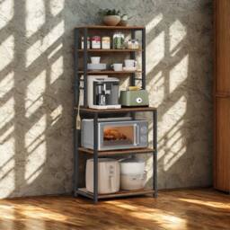 Pirlo Plush Industrial 6 Tier Wide Kitchen Storage Rack With Shelves in Brown - thumbnail 3