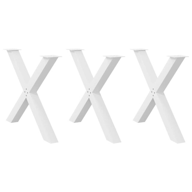 Berkfield Home Dining Table Legs X-Shaped 3 pcs White 90x(72-73) cm Steel - image 1