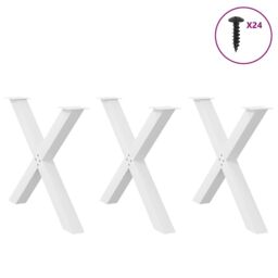 Berkfield Home Dining Table Legs X-Shaped 3 pcs White 90x(72-73) cm Steel - thumbnail 3
