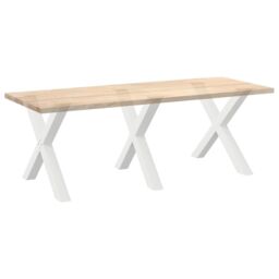 Berkfield Home Dining Table Legs X-Shaped 3 pcs White 90x(72-73) cm Steel - thumbnail 8