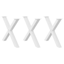 Berkfield Home Dining Table Legs X-Shaped 3 pcs White 90x(72-73) cm Steel - thumbnail 1