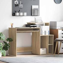 Berkfield Home Modern Desk with Storage Sonoma Oak 120.5x44x88.5 cm Engineered Wood in Beige - thumbnail 2