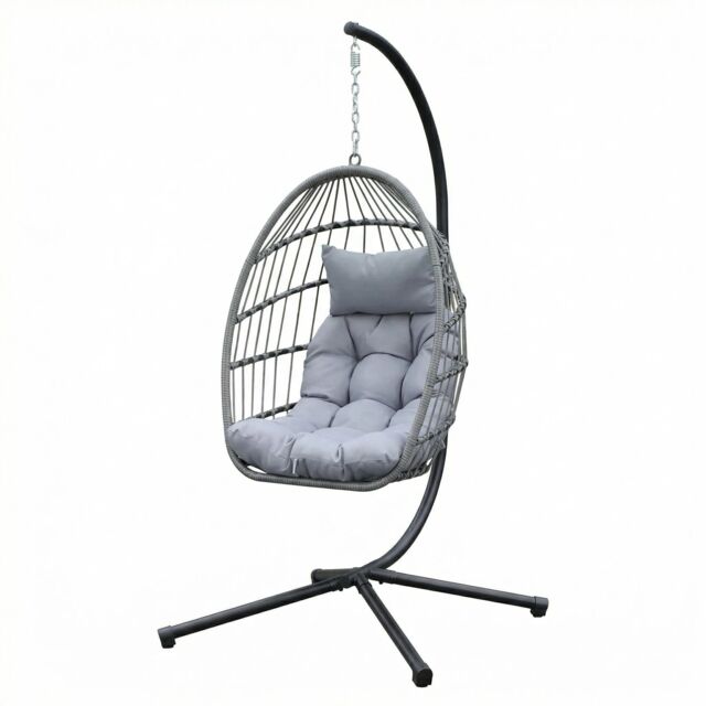 Alivio Grey Hanging Egg Chair with Cushion for Indoor & Outdoor Use - image 1