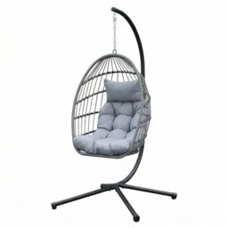 Alivio Grey Hanging Egg Chair with Cushion for Indoor & Outdoor Use