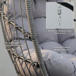 Alivio Grey Hanging Egg Chair with Cushion for Indoor & Outdoor Use - thumbnail 8