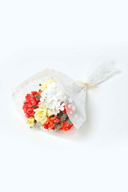 Homescapes Poppy & Rose Orange & Yellow Artificial Bouquet - image 1