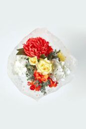Homescapes Poppy & Rose Orange & Yellow Artificial Bouquet - thumbnail 6