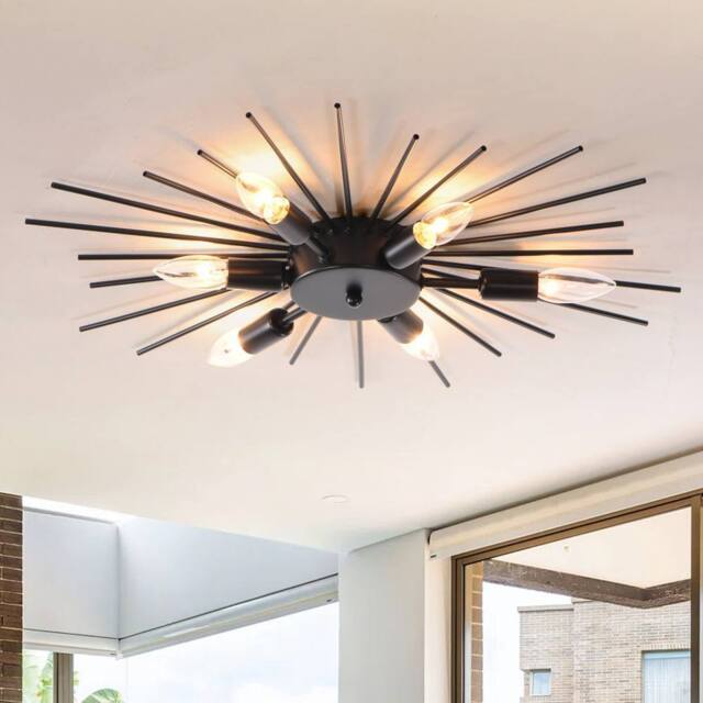 Garwarm 6 -Light 60cm Dimmable Sputnik Flush Mount in Black - image 1