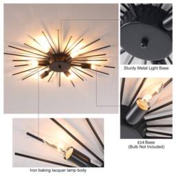 Garwarm 6 -Light 60cm Dimmable Sputnik Flush Mount in Black - thumbnail 9