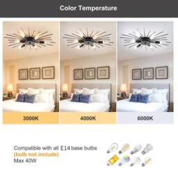 Garwarm 6 -Light 60cm Dimmable Sputnik Flush Mount in Black - thumbnail 8
