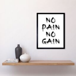 "Artery8 Wall Art Print Gym Decor Inspiration No Pain No Gain Inspirational Exercise Art Framed in Black - Size: W12"" x H16""" - thumbnail 2