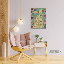 "Artery8 Shurtleff 1926 New Hampshire Pictorial Map Canvas Wall Art Print - Size: W18"" x H24""" - thumbnail 3
