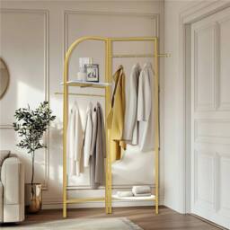Kelvenix Gold Metal Clothes Rail Stand Corner Garment Rack Display - thumbnail 4