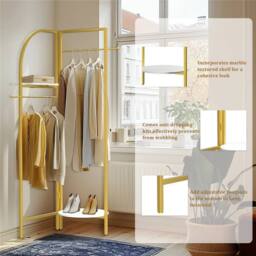 Kelvenix Gold Metal Clothes Rail Stand Corner Garment Rack Display - thumbnail 5