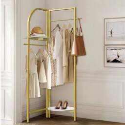 Kelvenix Gold Metal Clothes Rail Stand Corner Garment Rack Display - thumbnail 1