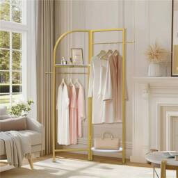 Kelvenix Gold Metal Clothes Rail Stand Corner Garment Rack Display - thumbnail 3
