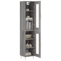 Berkfield Home Highboard Grey Sonoma 34.5x34x180 cm Engineered Wood - thumbnail 3