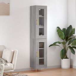 Berkfield Home Highboard Grey Sonoma 34.5x34x180 cm Engineered Wood - thumbnail 1