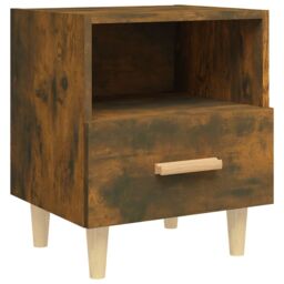 Berkfield Home Bedside Cabinet Smoked Oak 40x35x47 cm in Brown - Size: 40 x 35 x 47 cm - thumbnail 2