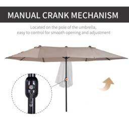 OUTSUNNY 4.6M Garden Patio Umbrella Canopy Parasol Sun Shade w/o Base in Tan - thumbnail 5