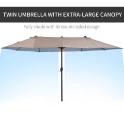 OUTSUNNY 4.6M Garden Patio Umbrella Canopy Parasol Sun Shade w/o Base in Tan - thumbnail 4