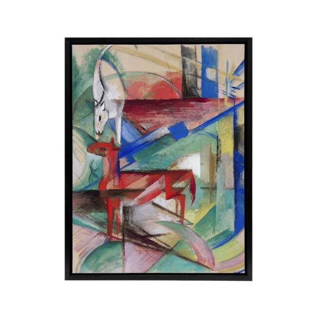 "Artery8 Landscape Animals Abstract Franz Marc Vintage Framed Canvas Wall Art - Size: W12"" x H16""" - image 1