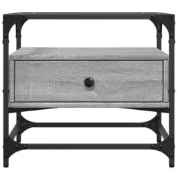 Berkfield Home Coffee Table with Glass Top Grey Sonoma 50x50x45 cm Steel - Size: 50 x 50 x 45 cm - thumbnail 4