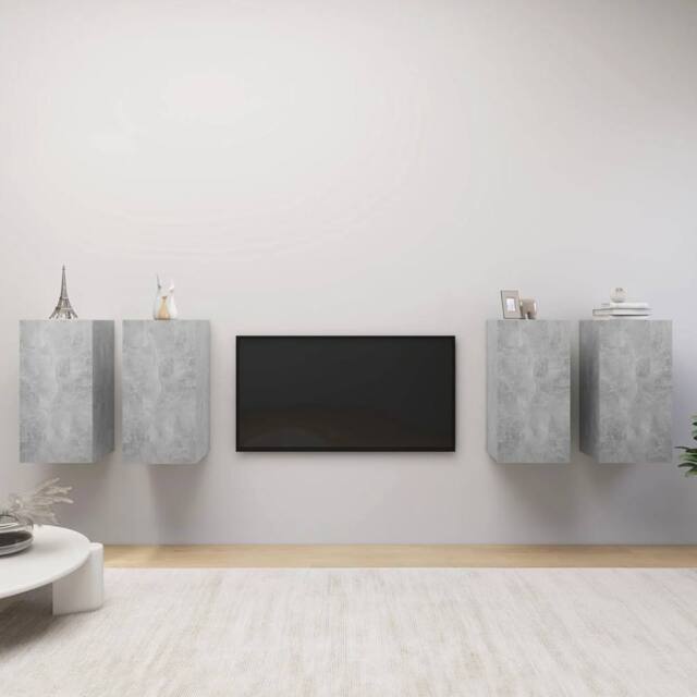 Berkfield Home TV Cabinets 4 pcs Concrete Grey 30.5x30x60 cm Engineered Wood - image 1