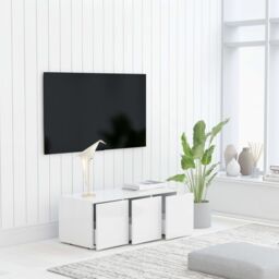 Berkfield Home TV Cabinet White 80x34x30 cm Engineered Wood - Size: 80 x 34 x 30 cm - thumbnail 4