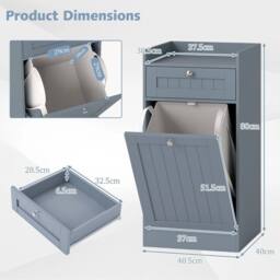 VOGREX Grey Laundry Cabinet with Drawer - thumbnail 3