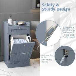VOGREX Grey Laundry Cabinet with Drawer - thumbnail 6