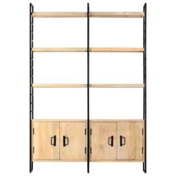Berkfield Home 4-Tier Bookcase 124x30x180 cm Solid Mango Wood in Brown - Size: 124 x 30 x 180 cm - thumbnail 1
