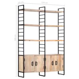 Berkfield Home 4-Tier Bookcase 124x30x180 cm Solid Mango Wood in Brown - Size: 124 x 30 x 180 cm - thumbnail 9