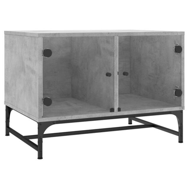 Berkfield Home Coffee Table with Glass Doors Concrete Grey 68.5x50x50 cm - image 1