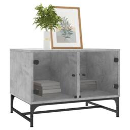 Berkfield Home Coffee Table with Glass Doors Concrete Grey 68.5x50x50 cm - thumbnail 3
