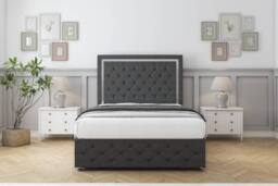 "Sloomy Sofia Chrome Dumfries Divan Base 2 Drawers - 54"" Headboard-Footboard in Dark Grey - Size: Small Single" - thumbnail 2