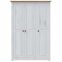 Berkfield Home 3-Door Wardrobe White 118x50x171.5 cm Pine Panama Range - thumbnail 4