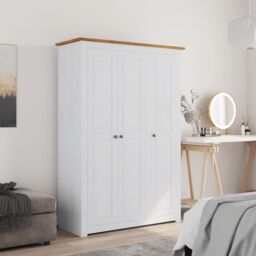 Berkfield Home 3-Door Wardrobe White 118x50x171.5 cm Pine Panama Range - thumbnail 1