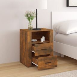 Berkfield Home Bedside Cabinet Smoked Oak 50x36x60 cm Engineered Wood in Brown - Size: 50 x 36 x 60 cm - thumbnail 3