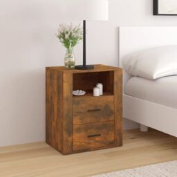 Berkfield Home Bedside Cabinet Smoked Oak 50x36x60 cm Engineered Wood in Brown - Size: 50 x 36 x 60 cm - thumbnail 1